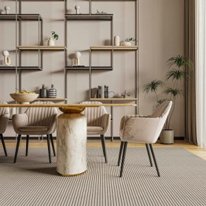 Home Moderne draaibare eetkamerstoelen in velvet en industriële stijl rond een eettafel in een hedendaags interieur